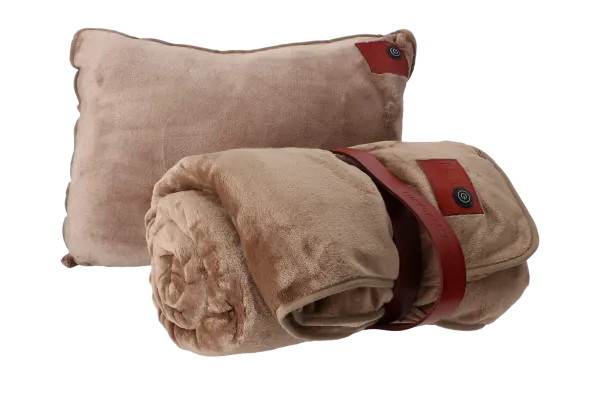 infrarood fleece deken met warmtekussen-Nikki Amsterdam-draadloos-taupe